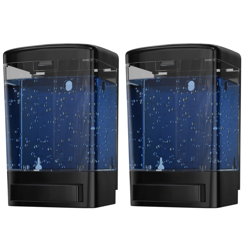 EnBath Wall Mount Soap Dispenser for Bathroom (2-Pack Black)  Commercial Hand Soap Dispenser 33.8oz (1000ml)  Manual Wall Mounted Soap Dispenser/Sanitizer Dispenser (Liquid/Gel) - Image 1